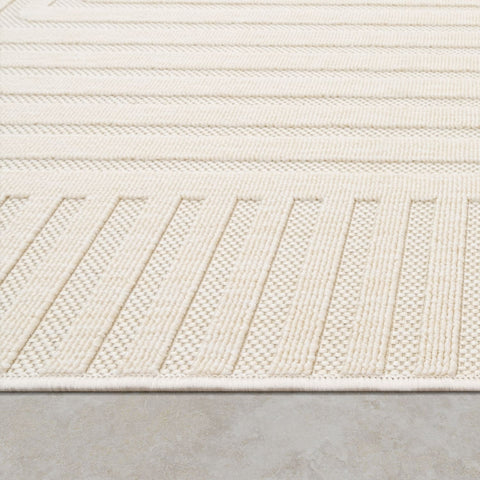 Indoor Outdoor Rug – Durable & Soft – Geometric 3D Pattern – Weather & UV Resistant – Easy to Clean – Elegant Border – Patio & Living Room Use