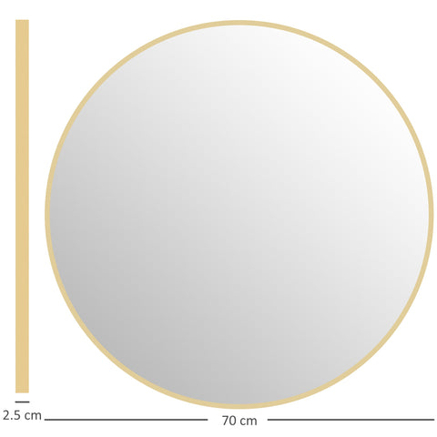 Rootz Round Bathroom Mirror - Wall Mirror - Gold Mirror - Easy Installation - Ø 70 x 2.5 cm