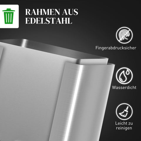 Rootz Garbage Can - Waste Bin - Trash Container - Quiet & Hygienic Experience - Stainless Steel, Silver, 2x 20L - 40cm x 34.8cm x 59cm