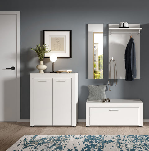 Rootz Wardrobe Set - Closet Unit - Storage Furniture - Maximizes Space - White Chipboard - 200cm x 191cm x 35cm