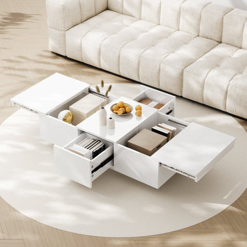 Rootz Coffee Table - Living Room Table - Modern Centerpiece - Hidden Storage - 100L x 50W x 31H cm