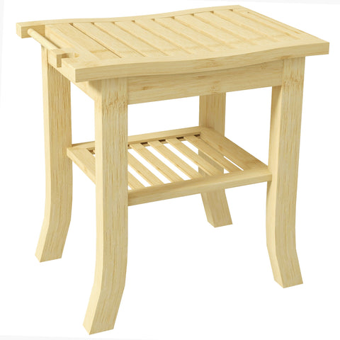 Rootz Bamboo Shower Stool - Bath Bench - Wooden Seat - Durable Bamboo - 42L x 29W x 43H cm