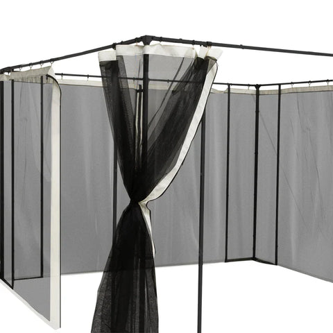 Rootz Replacement Gazebo Net - Mesh Curtain - Garden Gazebo Fly Net - Curtain with Zippers - Polyester - Black - 352cm x 207cm
