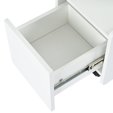 Rootz White Side Cabinet - Storage Trolley - Rolling Cart - High Stability - 82x30x53 cm