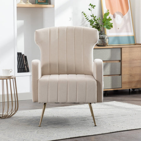 Rootz Elegant Velvet Armchair - Accent Chair - Gold Legs - Superior Comfort - 69cm x 72cm x 90cm - Timeless Design