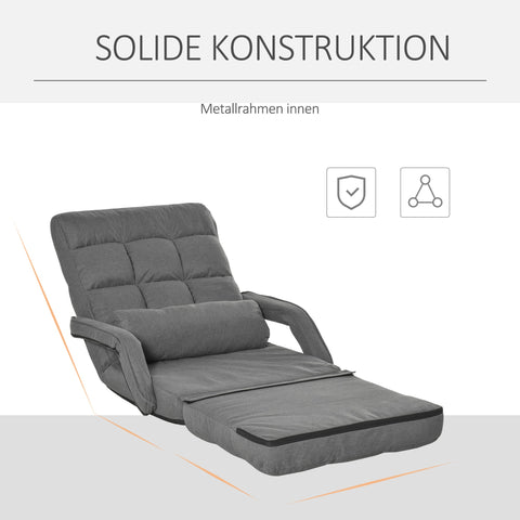 Rootz Sleeping Armchair - Upholstery Armchair - Convertible Chair - 5-Stage Recline - Grey - 78cm x 62cm x 70cm Sofa / 183cm x 62cm x 12cm Bed