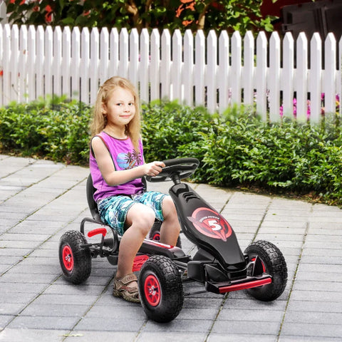 Rootz Children's Go-kart - With Pedals - Adjustable Seat - Indoor And Outdoor - From 5 Years - Red + Black - 121 x 58 x 61 cm