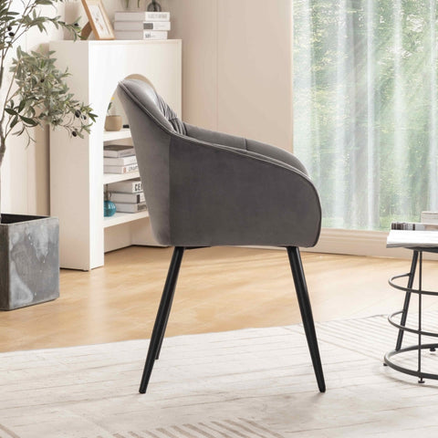 Rootz Gray Velvet Dining Chairs - Upholstered Seating - Elegant Cushions - Ergonomic Comfort - 45L x 55W x 85H cm - Easy Assembly