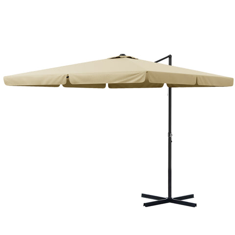 Rootz Garden Parasol - Patio Umbrella - Outdoor Sunshade - Easy Crank Operation - 3m x 3m x 2.56m - Brown