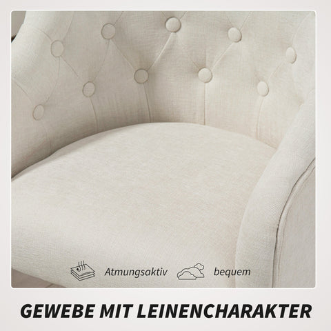 Rootz Upholstered Office Chair - Linen-Look Desk Chair - Height Adjustable - Comfort Seating - 54x52x73-81cm