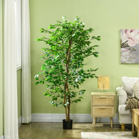 Rootz Artificial Fig Tree - Ficus Plant - Fake Tree - Realistic Appearance - No Maintenance - 180cm - Ø17.5 x 14.5 cm. Bring Nature Indoors!