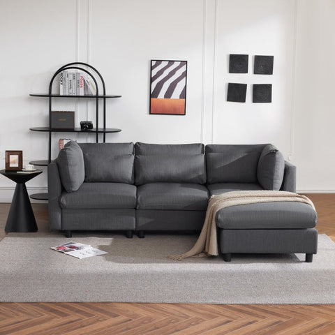 Rootz Modern 3 Seat Corner Sofa - Comfortable Couch - Ergonomic Sofa - Back Support - 220L x 157P x 81H cm