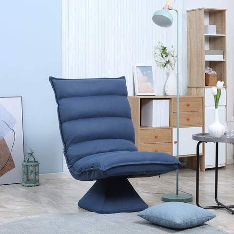Rootz Floor-Level Lounger Chair - Swivel Chair - Rotatable Seat - Adjustable Comfort - 62 x 70 x 95 cm - Blue