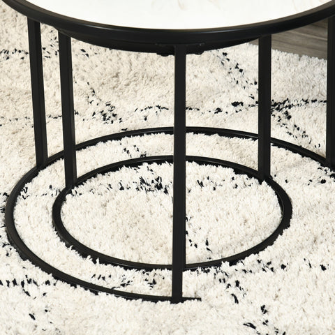 Rootz 2 Piece Side Table Set - Nestable Tables - Stackable Tables - Space-Saving Design - Ø60x46cm, Ø40x40cm