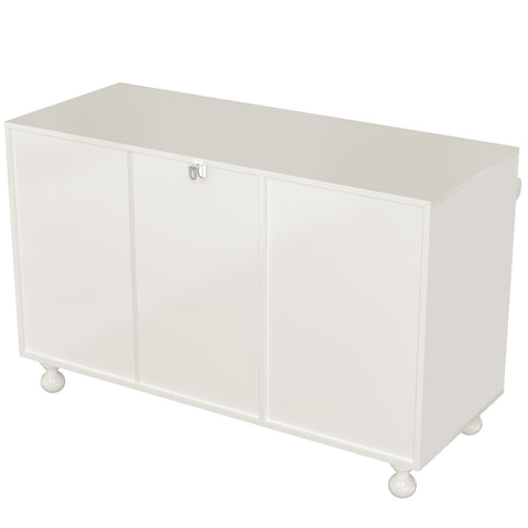 Rootz White Sideboard - Multifunctional Storage Cabinet - Dining Room Cupboard - Anti-Tipping Design - 120cm x 40cm x 75.5cm