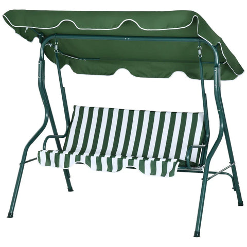 Rootz Hollywood Swing - Garden Lounger - Rocking Bench - Weather Resistant - 3 Seater - Sun Canopy - Metal-polyester-foam - Green-White - 170L x 110W x 153H cm
