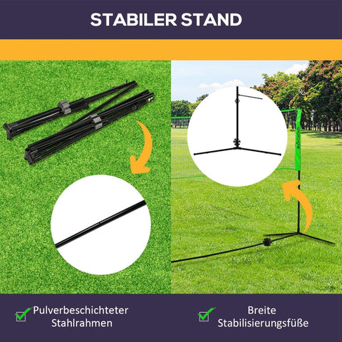 Rootz Badminton Net Set - Complete Sports Set - Rackets and Balls - Adjustable Net - Versatile Usage - 510L x 103W x 107-155H cm