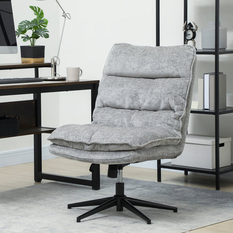 Rootz Armless Upholstered Office Chair - Rotatable Padded Desk Chair - Height Adjustable Seating - Soft Fabric Comfort - 63.5cm x 81cm x 96-102cm