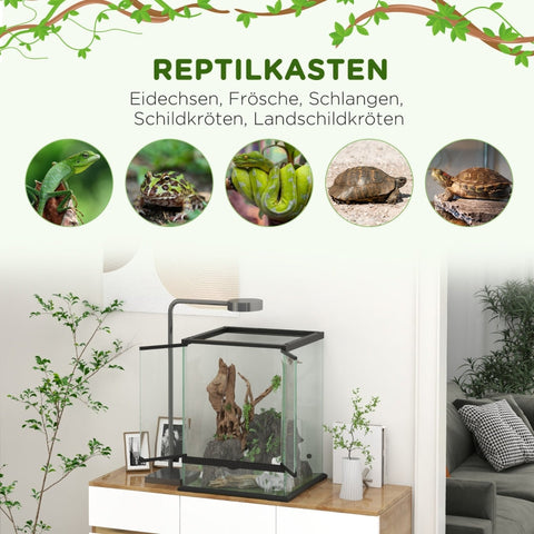 Rootz Reptile Terrarium - Veilige habitat - Ruime behuizing - Stijlvol ontwerp - 45 cm x 45 cm x 60 cm - Gehard glas