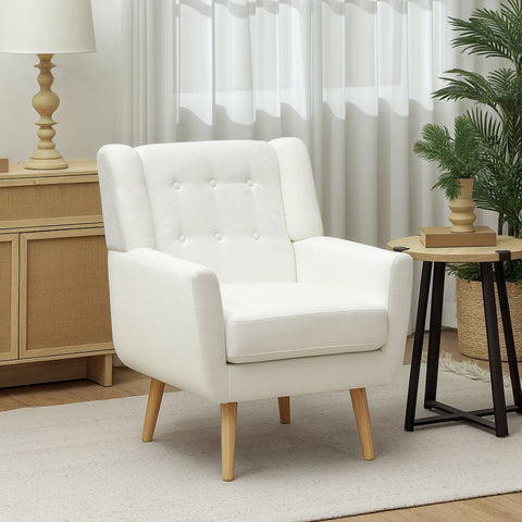 Rootz Wing Chair - Armchair - Upholstered Armchair - Maximum Comfort - 72x75x89cm - White