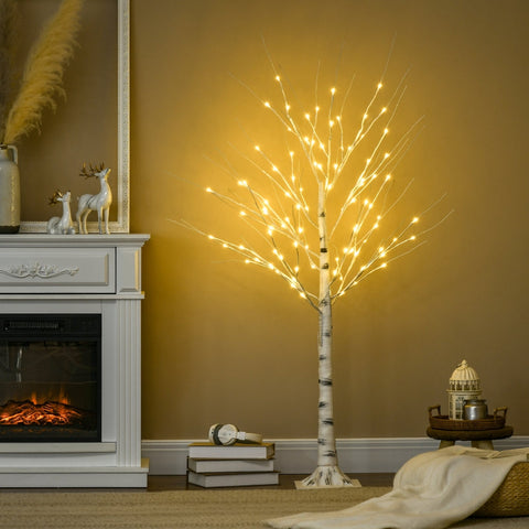 Rootz Artificial Birch Tree with LED Lights - White Birch Tree - Decorative LEDs - Weatherproof - 22cm x 22cm x 150cm