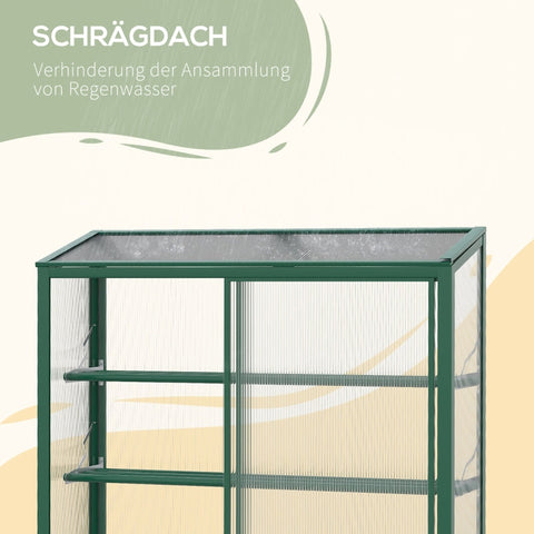 Rootz Greenhouse - Plant Shelter - Garden Conservatory - Two Sliding Doors - Adjustable Shelves - Translucent - Aluminum Frame - 100 x 33 x 171 cm