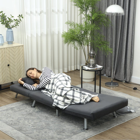 Rootz Folding Armchair with Bed Function - Velvet Recliner - Adjustable Chair - Compact & Space-Saving - 75 x 70 x 75 cm Grey