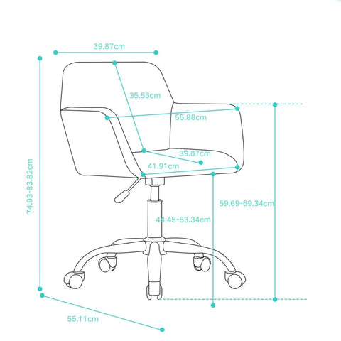 Rootz Adjustable Work Chair - Office Chair - Desk Chair - Maximum Comfort - 55.88cm x 55.11cm x 83.82cm
