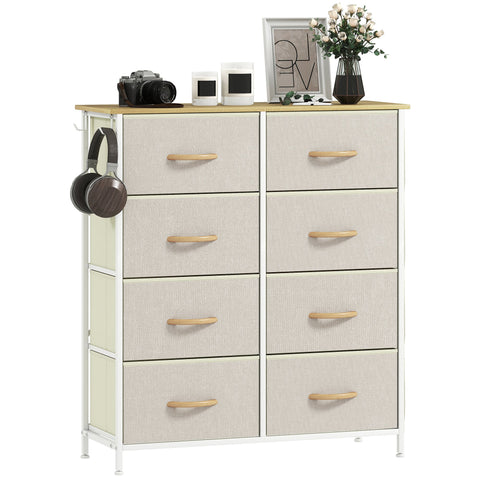 Rootz Chest of Drawers - Dresser - Storage Organizer - 8 Fabric Drawers - Steel Frame - 86cm x 30cm x 94.5cm - Brown