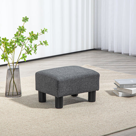 Rootz Foot Stool - Seat Stool - Ottoman - Supports 110 kg - Grey Linen-Like Fabric - 40cm x 24cm
