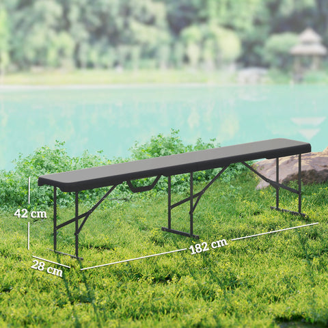 Rootz Camping Bank - Outdoor Bench - Party Bench - 240kg Capacity - Black - Waterproof HDPE - 182cm x 42cm x 28cm