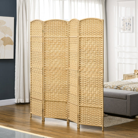 Rootz 4 Panel Paravent - Room Divider - Privacy Screen - No Assembly Needed - 180 x 1.7 x 180 cm Pine Wood