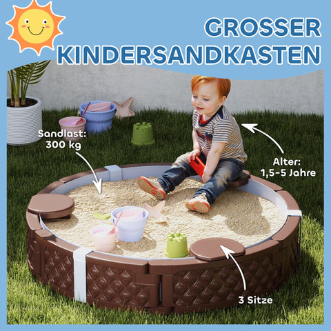Rootz Sandpit Round Sandbox - Children's Play Sandbox - Kids Outdoor Sandpit - Weatherproof - Ø120 x 22h cm