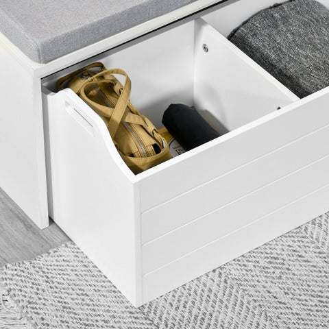 Rootz Shoe Cabinet Bench - Shoe Storage - Bench with Drawer - Comfortable Seating - MDF White - 69cm x 32cm x 40cm