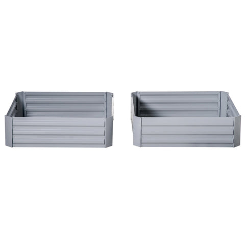 Rootz Planter Box - Set of 2 - Open Bottom Flower Box - Steel Frame - Gray - 2 x 100 x 100 x 30 cm