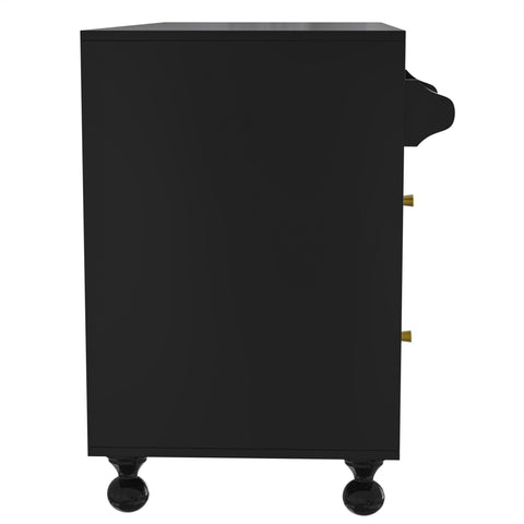 Rootz Black Sideboard Storage Cabinet - Towel Holder - Kitchen Buffet - Spacious Design - 120cm x 40cm x 75.5cm