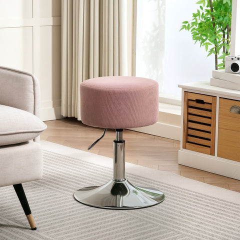 Rootz Pink Bar Stool - Padded Bar Chair - Height Adjustable Seat - 360° Rotatable Comfort - Ø38cm x 52-66cm Height