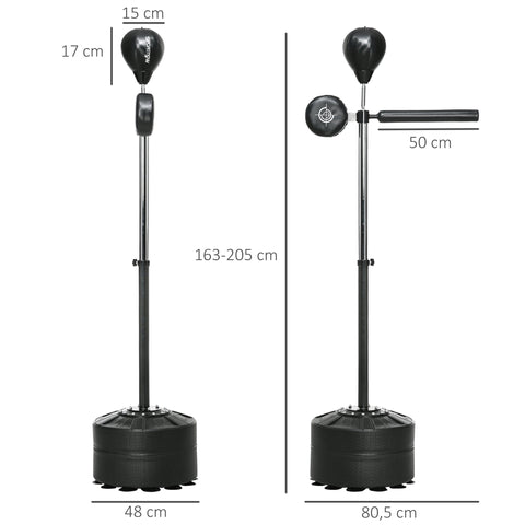 Rootz Boxing Stand with Punching Ball - Height Adjustable - Rotatable - Strength Training - 80.5 x 48 x 163-205 cm