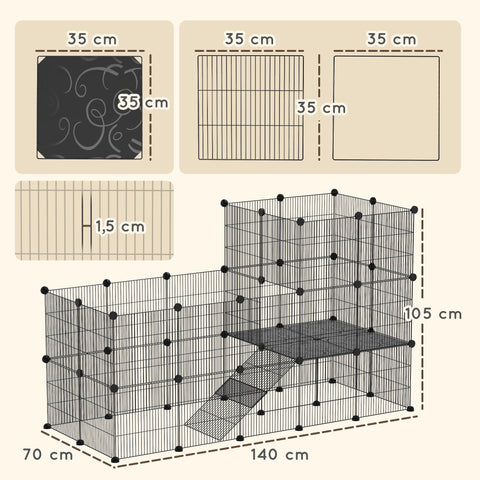 Rootz Dwarf Rabbit Enclosure - Small Pet Hutch - Animal Habitat - Secure and Spacious - 140 x 70 x 105 cm