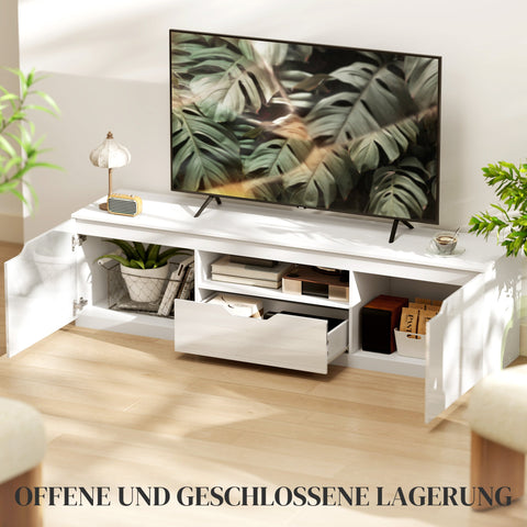 Rootz TV Lowboard - Media Console - Television Stand - High Gloss Finish - Fits TVs up to 65" - 160 x 38 x 43 cm