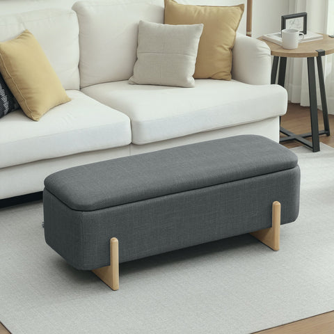 Rootz Grey Storage Stool - Bench with Storage - Seat Chest - Comfortable Padding - 111 x 44 x 44.5 cm