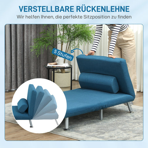Rootz Folding Armchair Bed - Relax Chair - Convertible Sofa - Sleep Function - Adjustable Backrest - 75 x 70 x 75 cm - Blue