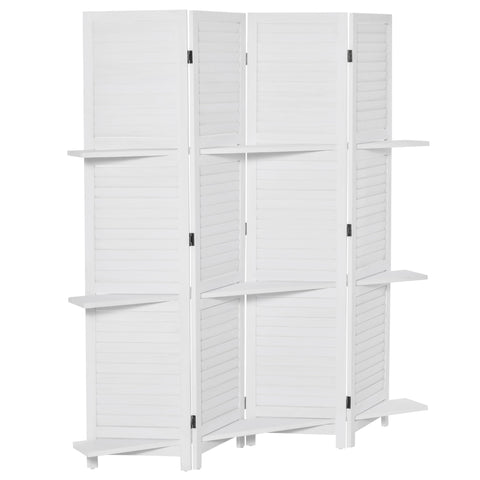 Rootz 4 Panel Paravent Room Divider - Blind Doors - Folding Screen - Privacy Enhancement - 160L x 170H cm White