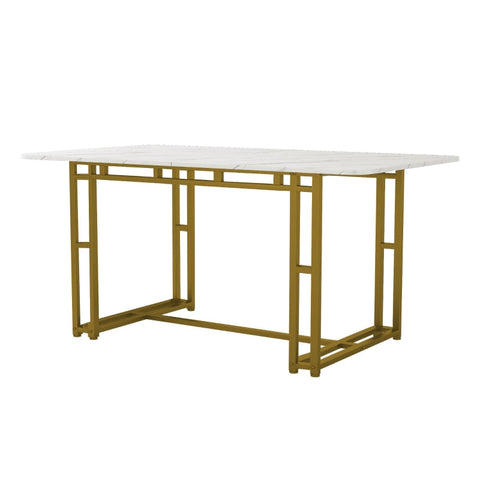 Rootz Dining Table - Light Luxury - Modern Table - Gold Metal Legs - Durable MDF - 120L x 70W x 74H cm