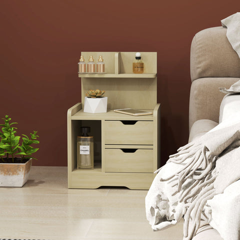 Rootz Bedside Table with 2 Drawers - Nightstand - Side Table - Versatile Storage - 40x30x60 cm Brown