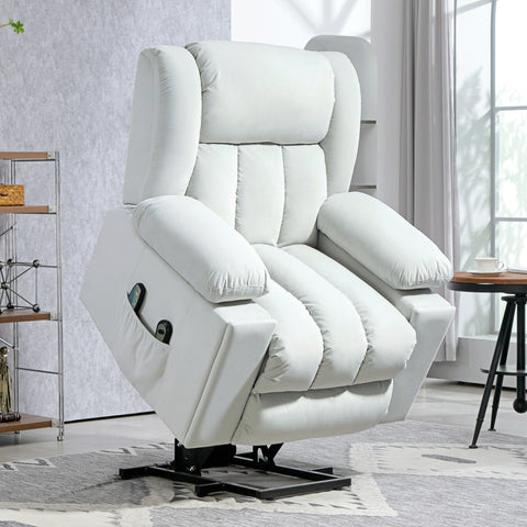 Rootz Electric Riser Chair - Recliner - Massage Chair - Velvet Fabric for Optimal Comfort - 101W x 93D x 104H cm