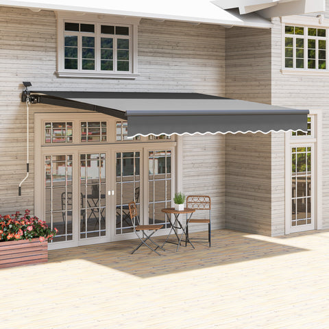 Rootz Klemmmarkise with Hand Crank - Joint Arm Awning - Sun Shades - UV 50+ Protection - 395cm x 300cm - Solar LED Lights