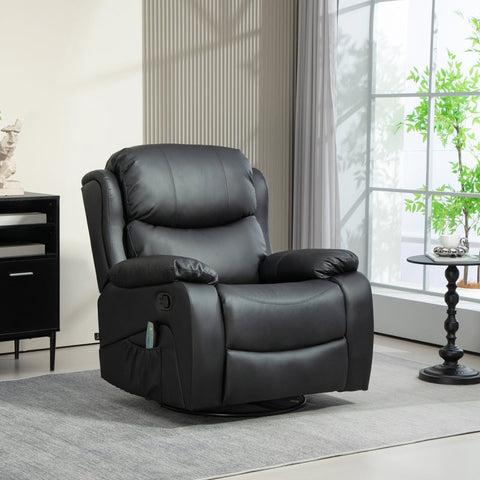 Rootz TV Armchair with Massage Function - Heated Cinema Chair - 360° Rotation - Rocker Recliner - 8 Massage Points - Thick Padding - Remote Control - 97cm x 92cm x 104cm