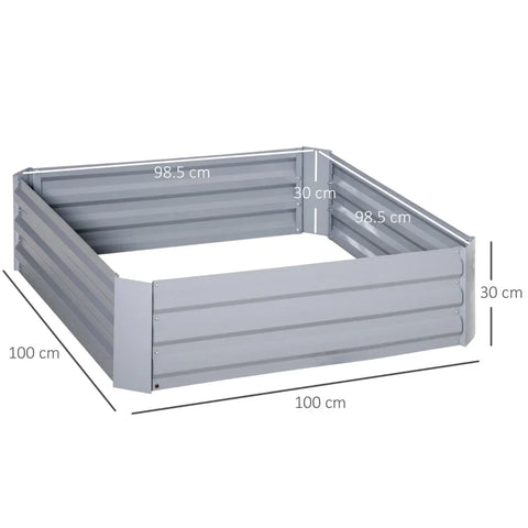Rootz Planter Box - Set of 2 - Open Bottom Flower Box - Steel Frame - Gray - 2 x 100 x 100 x 30 cm