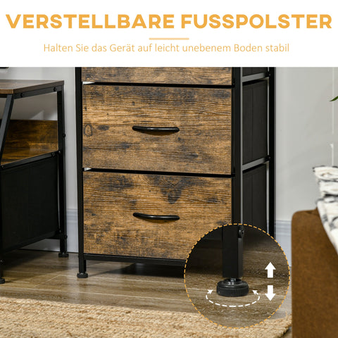 Rootz Storage Cabinet - Fabric Drawers - MDF Shelves - Steel Frame - Adjustable Feet - 44x29x92 cm